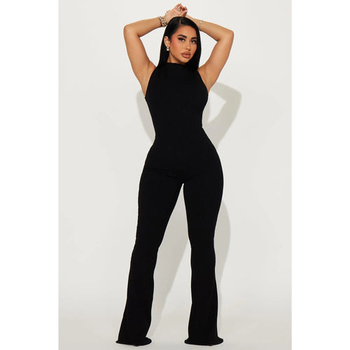 Amber Snatched Flare Jumpsuit - Black