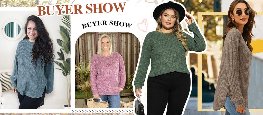 Crewneck Long Sleeve Shirts Loose Tunic Tops Curved Hem Fall Pullover