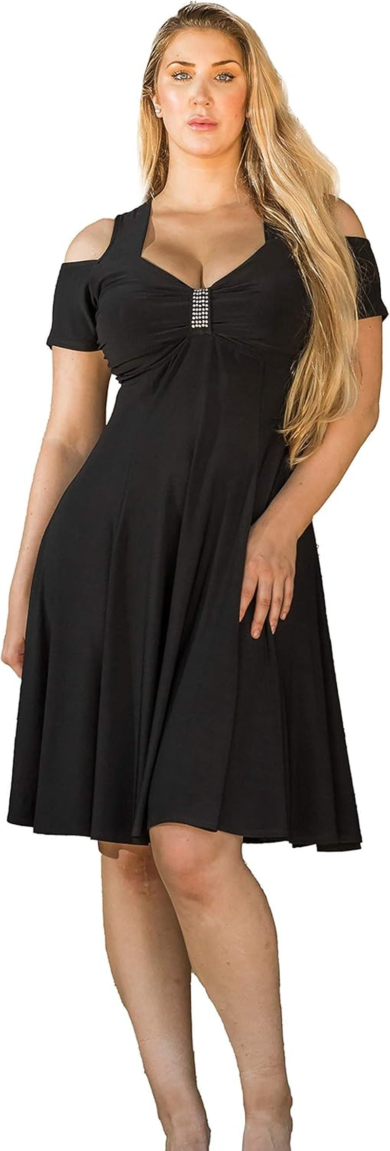 the Little Black Midi Cocktail plus Size Dress for Women with an Empire Waist XL 1X 2X 3X