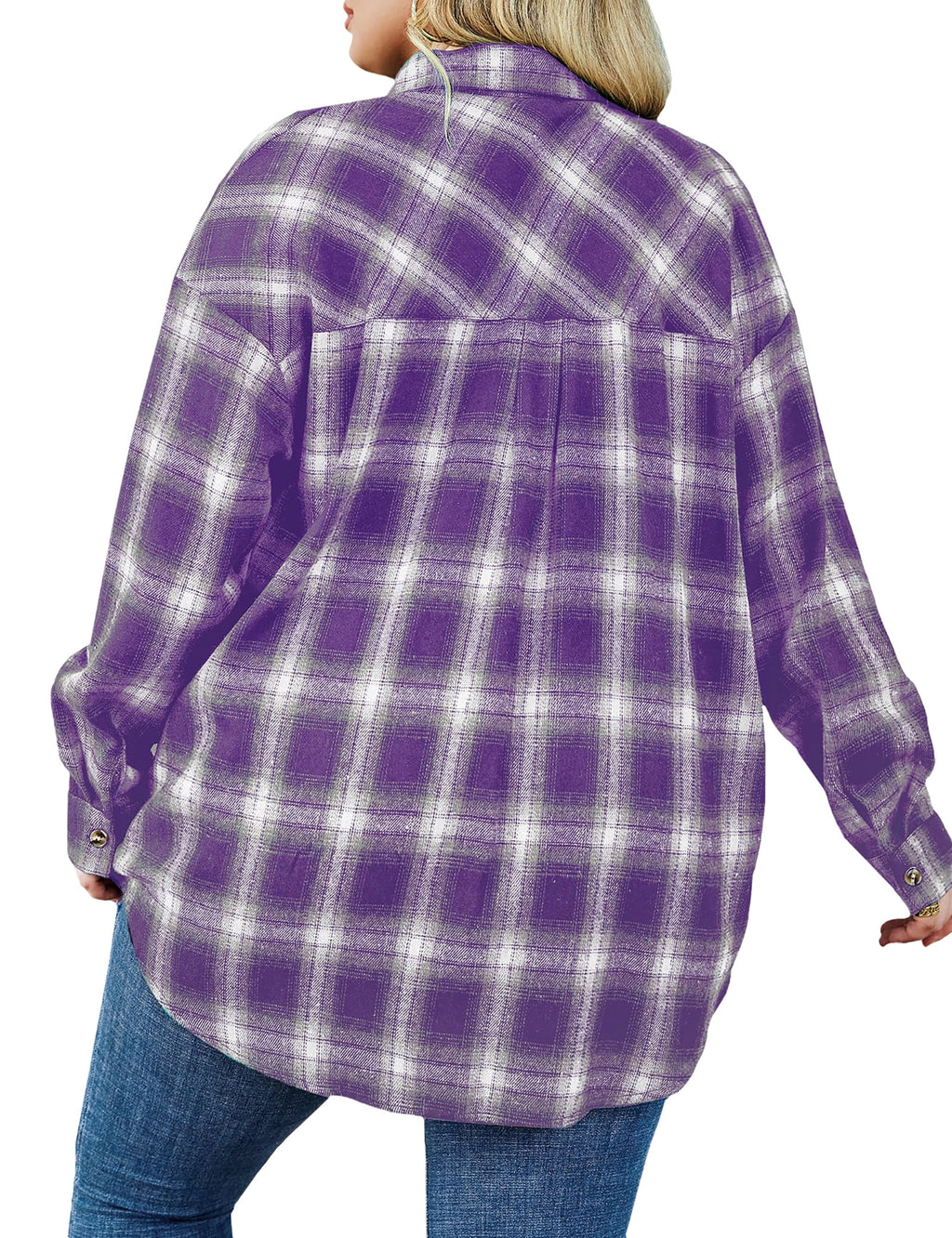 plus Size Flannel Plaid Shirts for Women Long Sleeve Button down Shirts Casual Loose Blouses Tops