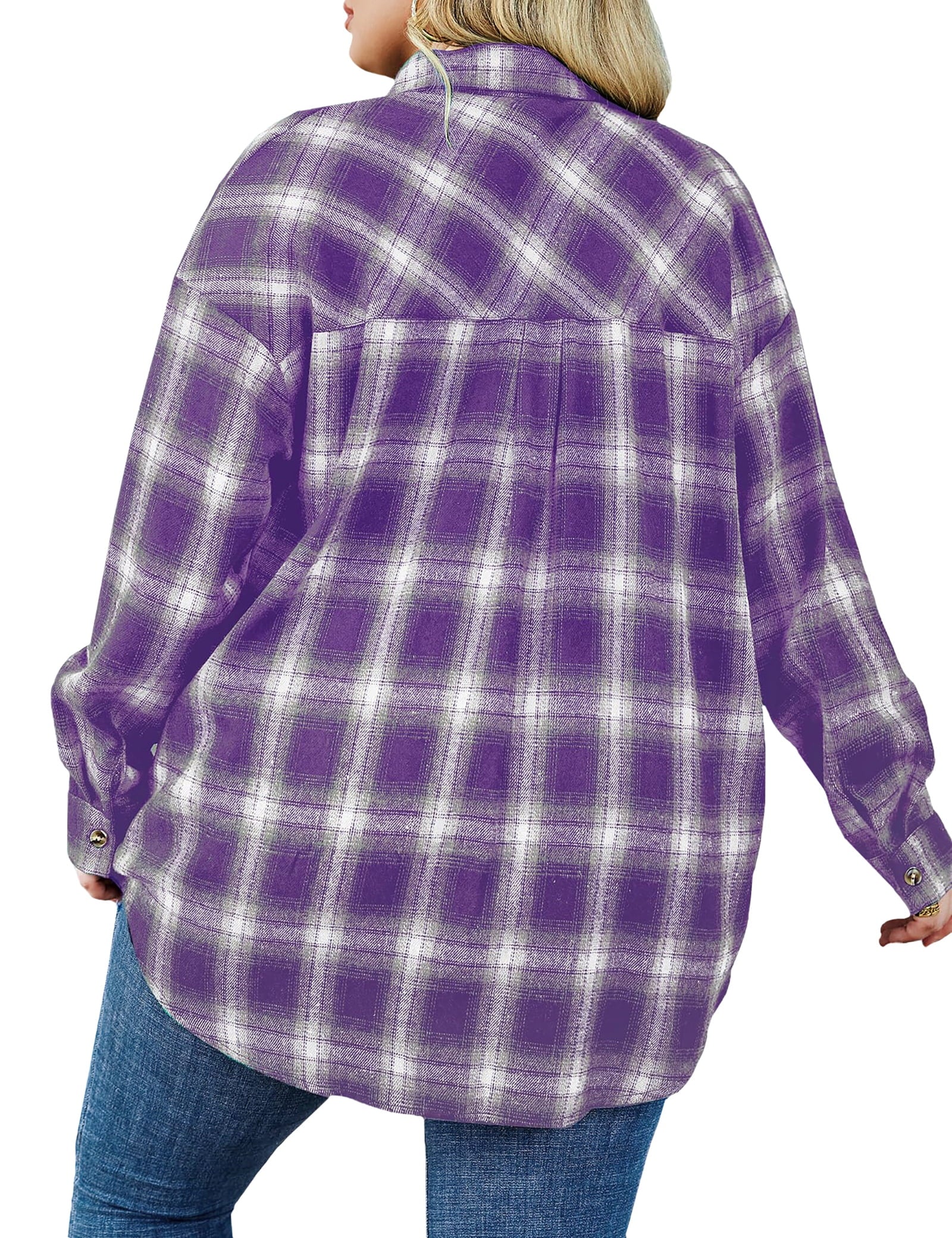 plus Size Flannel Plaid Shirts for Women Long Sleeve Button down Shirts Casual Loose Blouses Tops