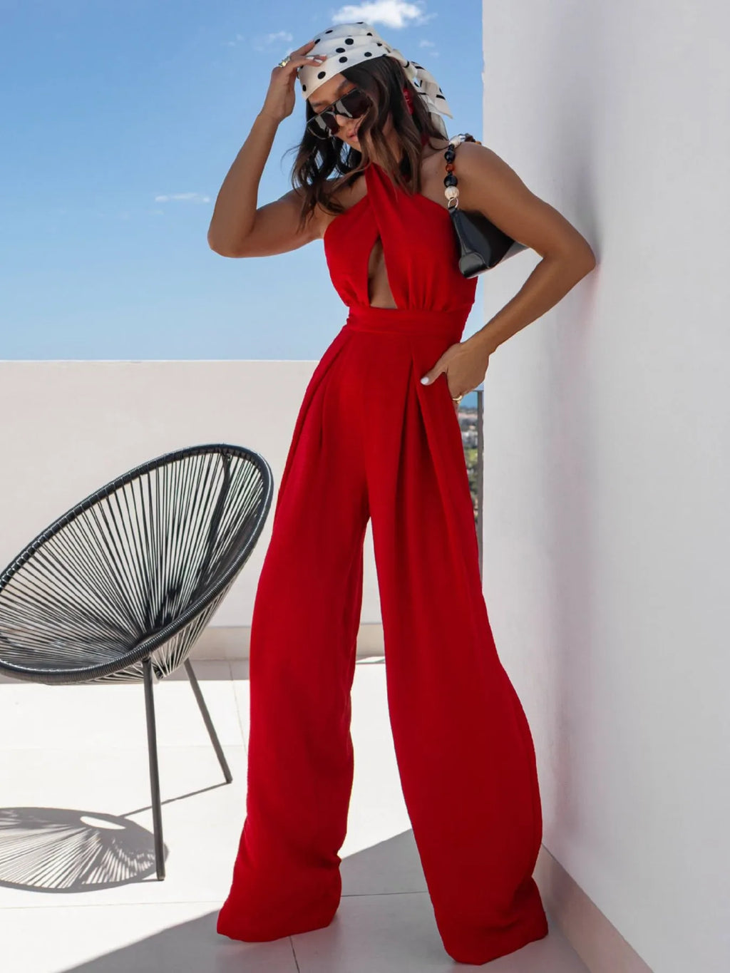 Strut & Slay Wide Leg Halter Jumpsuit