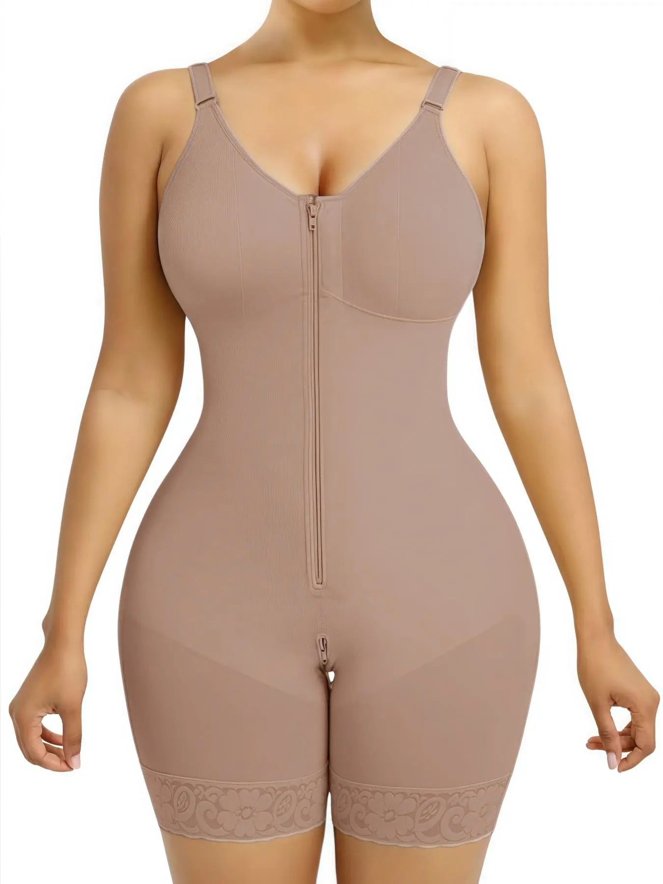 Luxe Curve 1 Count Women'S Colombianas Shapewear Bodysuit, Fajas, Tummy Control Butt Lifter Shaper with Zipper Crotch & Shoulder Strap, Womenswear, High-Elastic Jumpsuit, Firm Waist and Lift Buttocks Body Shaperwear, Suitable for Daily,Sport,Yoga
