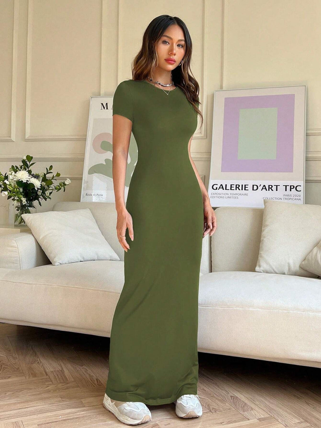 Short Sleeve Maxi Tee Dress
