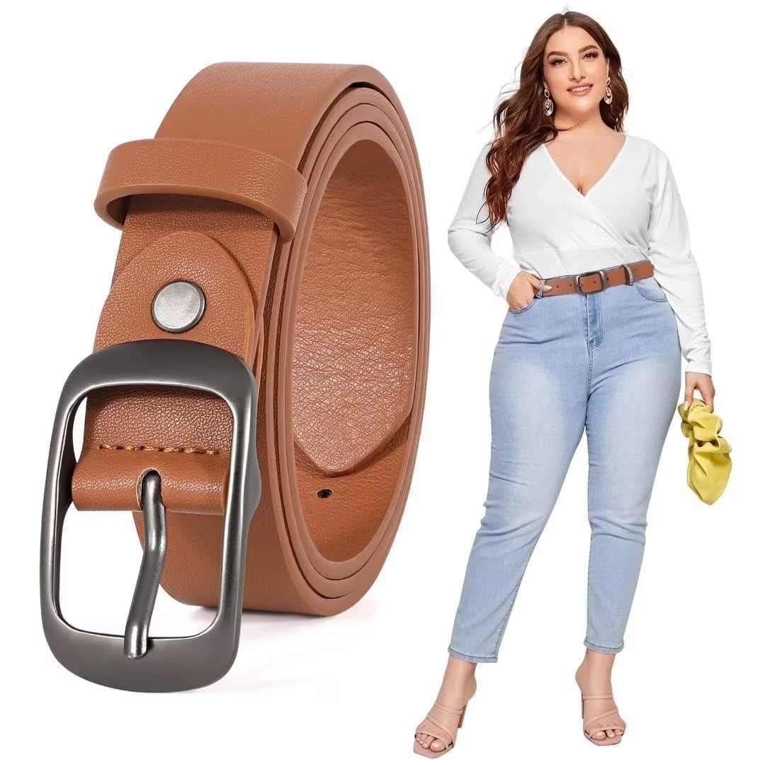 Leather Belts for Women plus Size Brown Belt for Jeans Pants Dresses