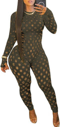 Sexy Club Outfits for Women One Piece Jumpsuits Long Sleeve Bodysuits Bodycon Leggings Pants Suits