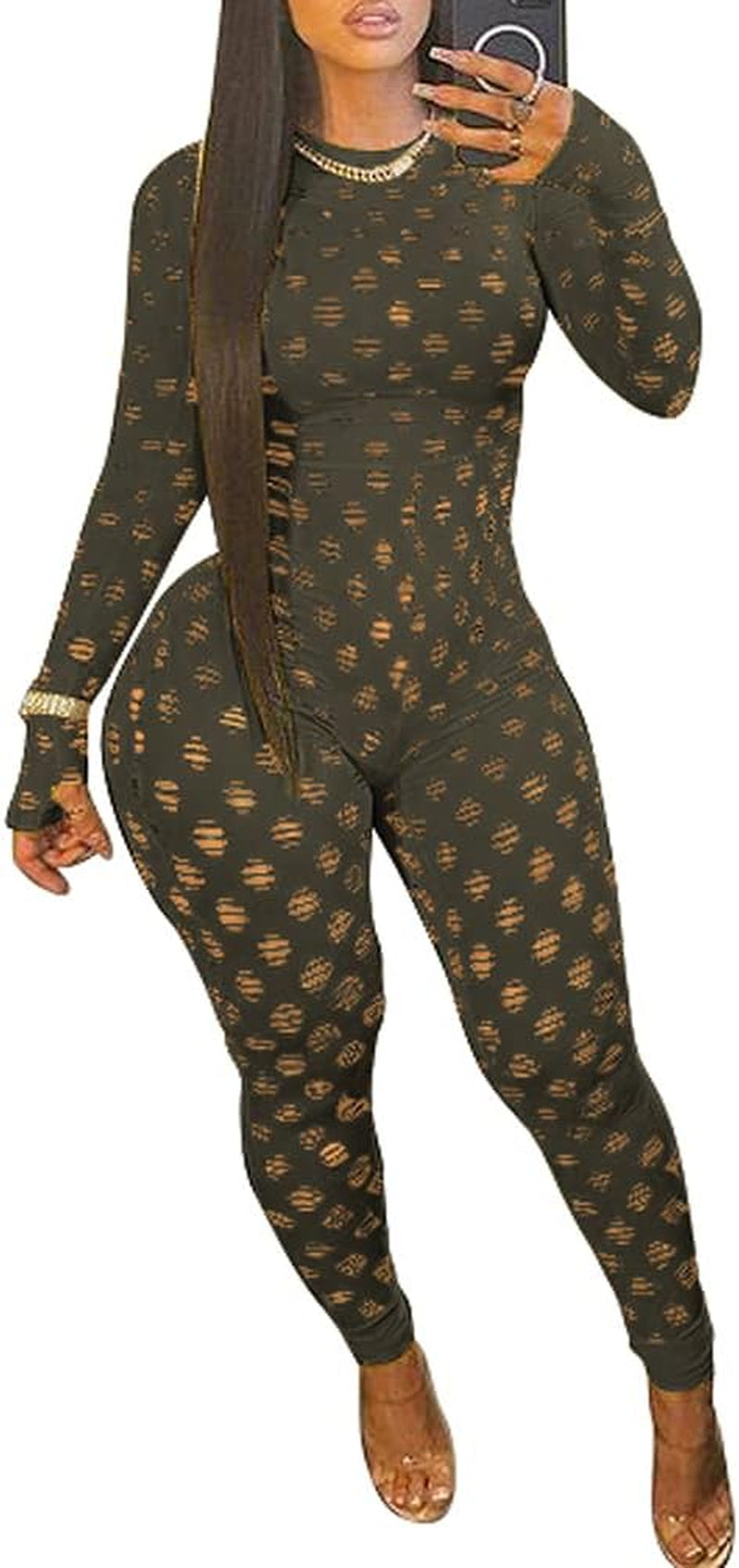 Sexy Club Outfits for Women One Piece Jumpsuits Long Sleeve Bodysuits Bodycon Leggings Pants Suits