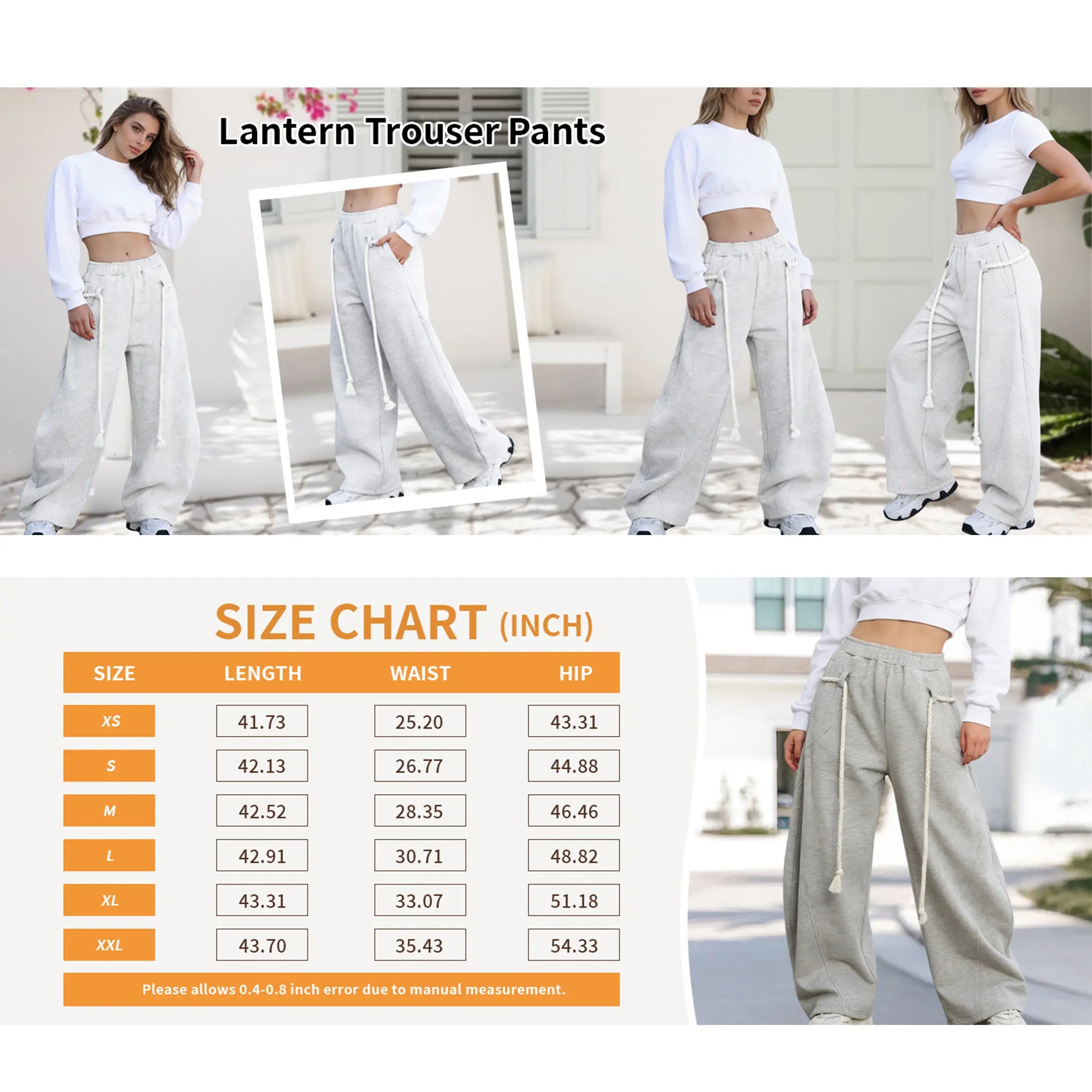 SCUSTY Baggy Barrel Sweatpants Wide Leg Pants for Women Casual Elastic Waist Unisex Lantern Trouser Pants