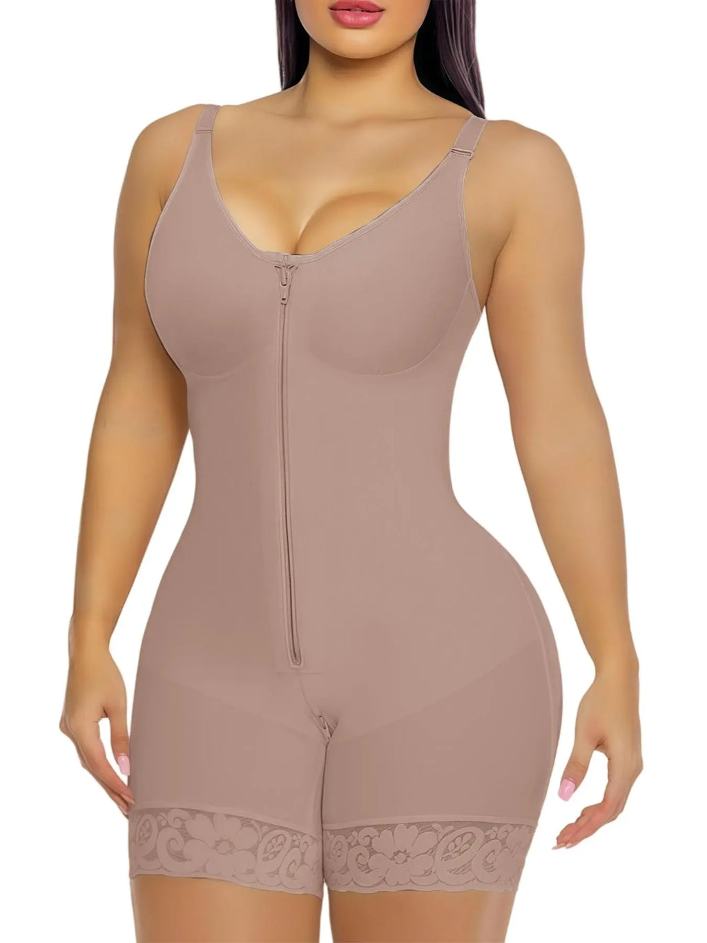  Luxe Curve 1 Count Women'S Colombianas Shapewear Bodysuit, Fajas, Tummy Control Butt Lifter Shaper with Zipper Crotch & Shoulder Strap, Womenswear, High-Elastic Jumpsuit, Firm Waist and Lift Buttocks Body Shaperwear, Suitable for Daily,Sport,Yoga