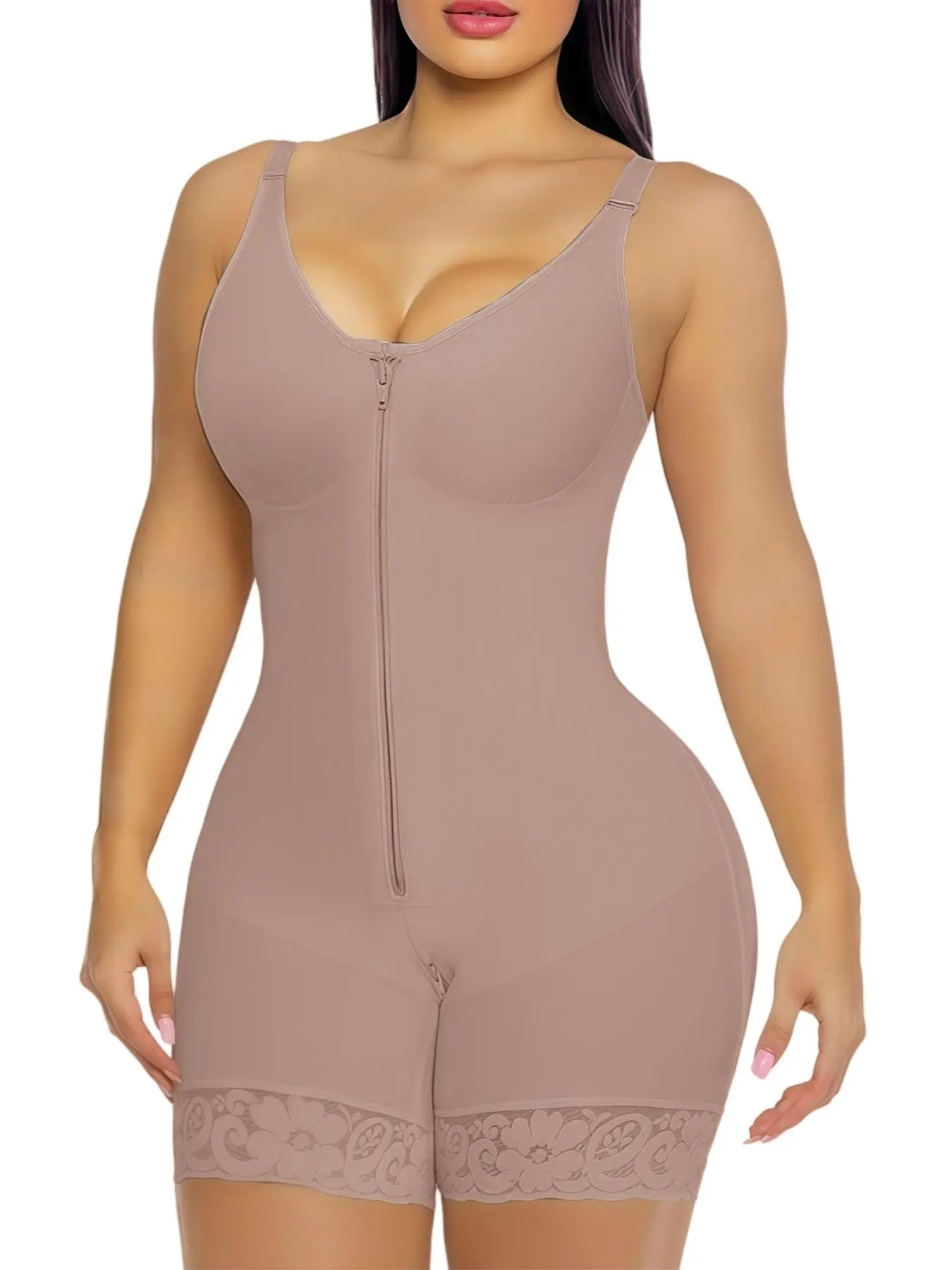  Luxe Curve 1 Count Women'S Colombianas Shapewear Bodysuit, Fajas, Tummy Control Butt Lifter Shaper with Zipper Crotch & Shoulder Strap, Womenswear, High-Elastic Jumpsuit, Firm Waist and Lift Buttocks Body Shaperwear, Suitable for Daily,Sport,Yoga