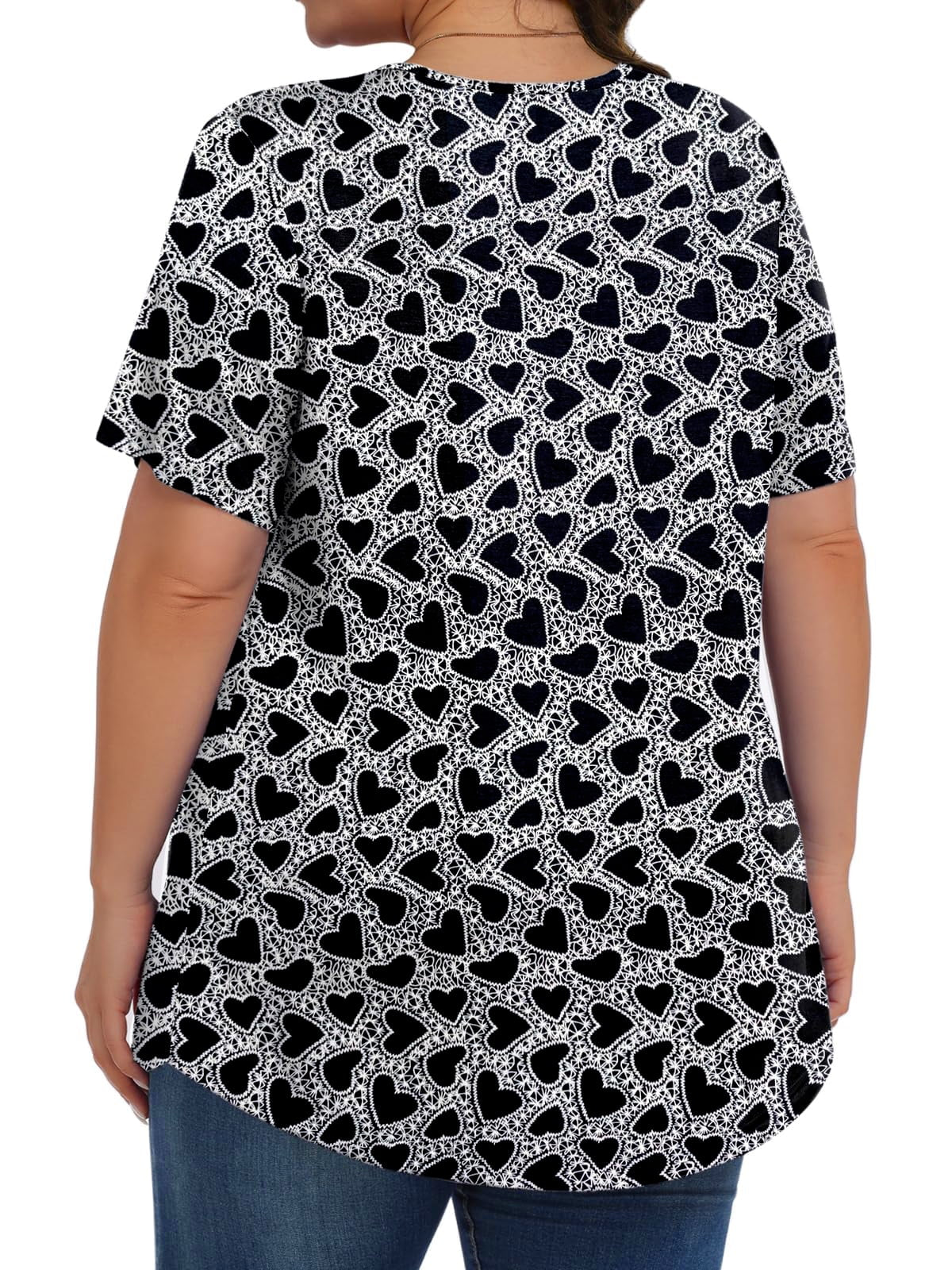 Womens plus Size Tops Tunic Short Sleeve Shirts Floral Blouses Loose Summer Tops