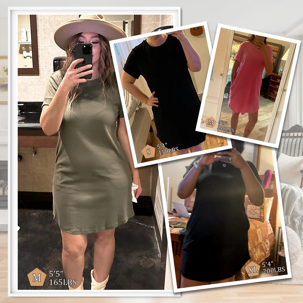 Women'S Summer Casual T Shirt Dresses Short Sleeve Tunic Swing Dress Pockets Loose Fit Sundress Solid Color Winered Size M