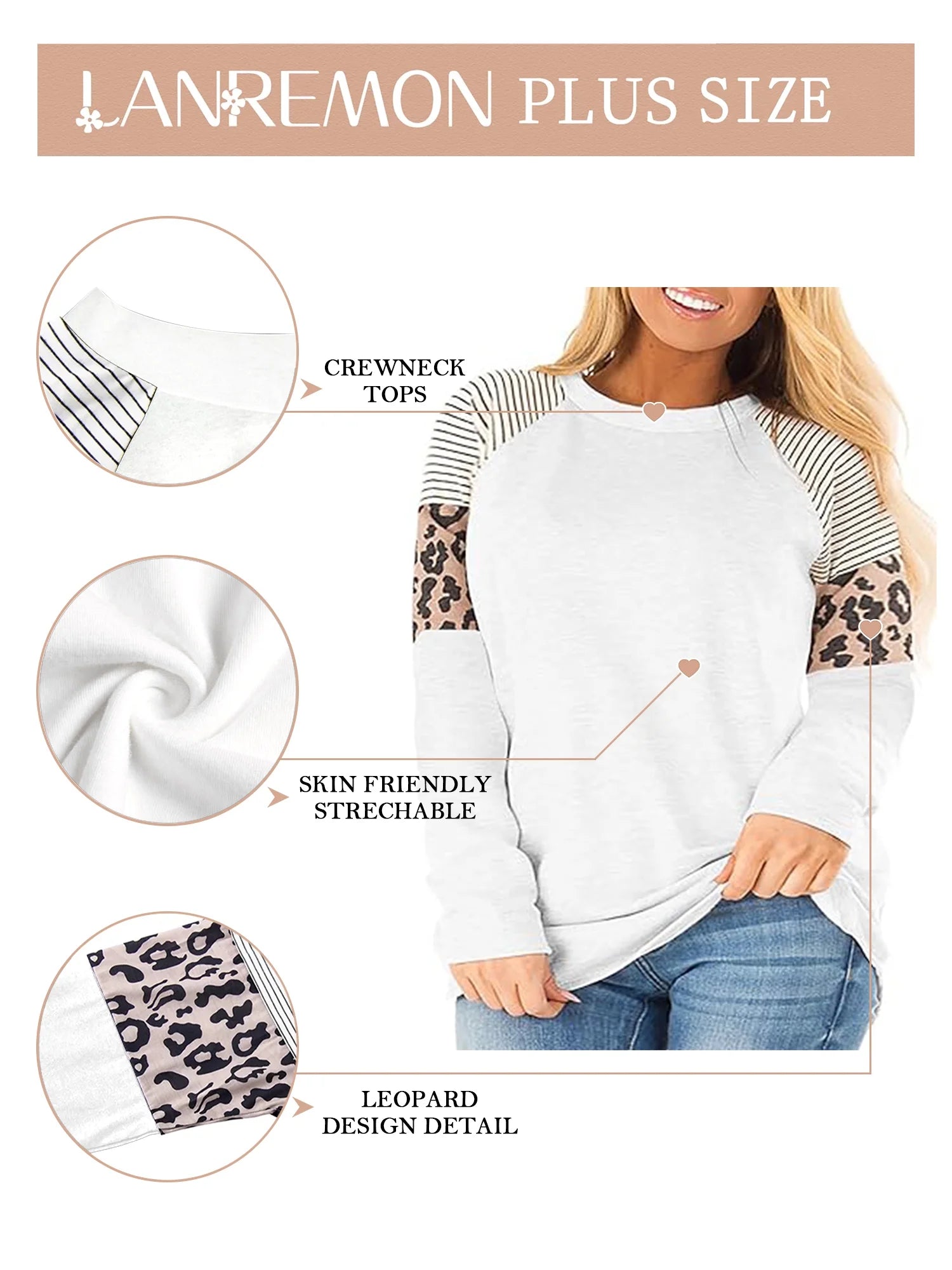 Plus Size Tops for Women Long Sleeve Crewneck Fall Tshirt Shirts Striped Print Fashion Tunic Blouse Tee for Woman Clothing