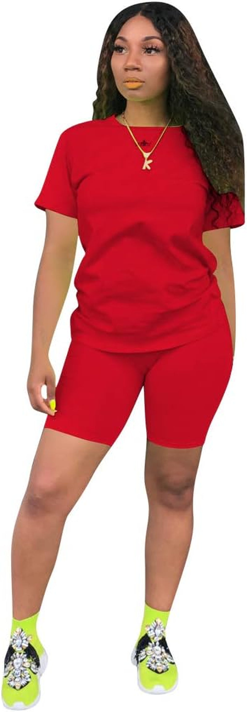 Women Two Piece Outfits Sets-Tracksuit Set Short Sleeve T Shirts + Short Pants Bodycon Jumpsuit Set Jogging Suit
