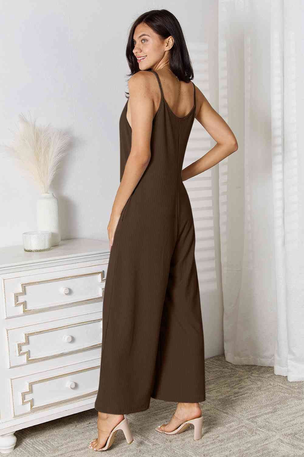 Basic Bae Spaghetti Strap Jumpsuit - Full Size V-Neck Design