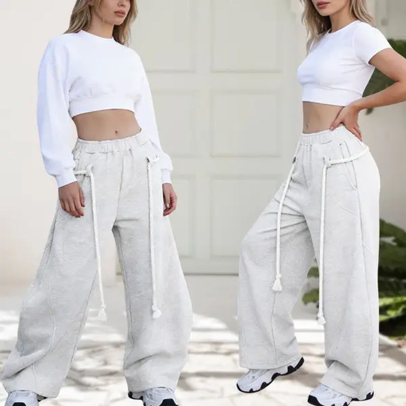 SCUSTY Baggy Barrel Sweatpants Wide Leg Pants for Women Casual Elastic Waist Unisex Lantern Trouser Pants