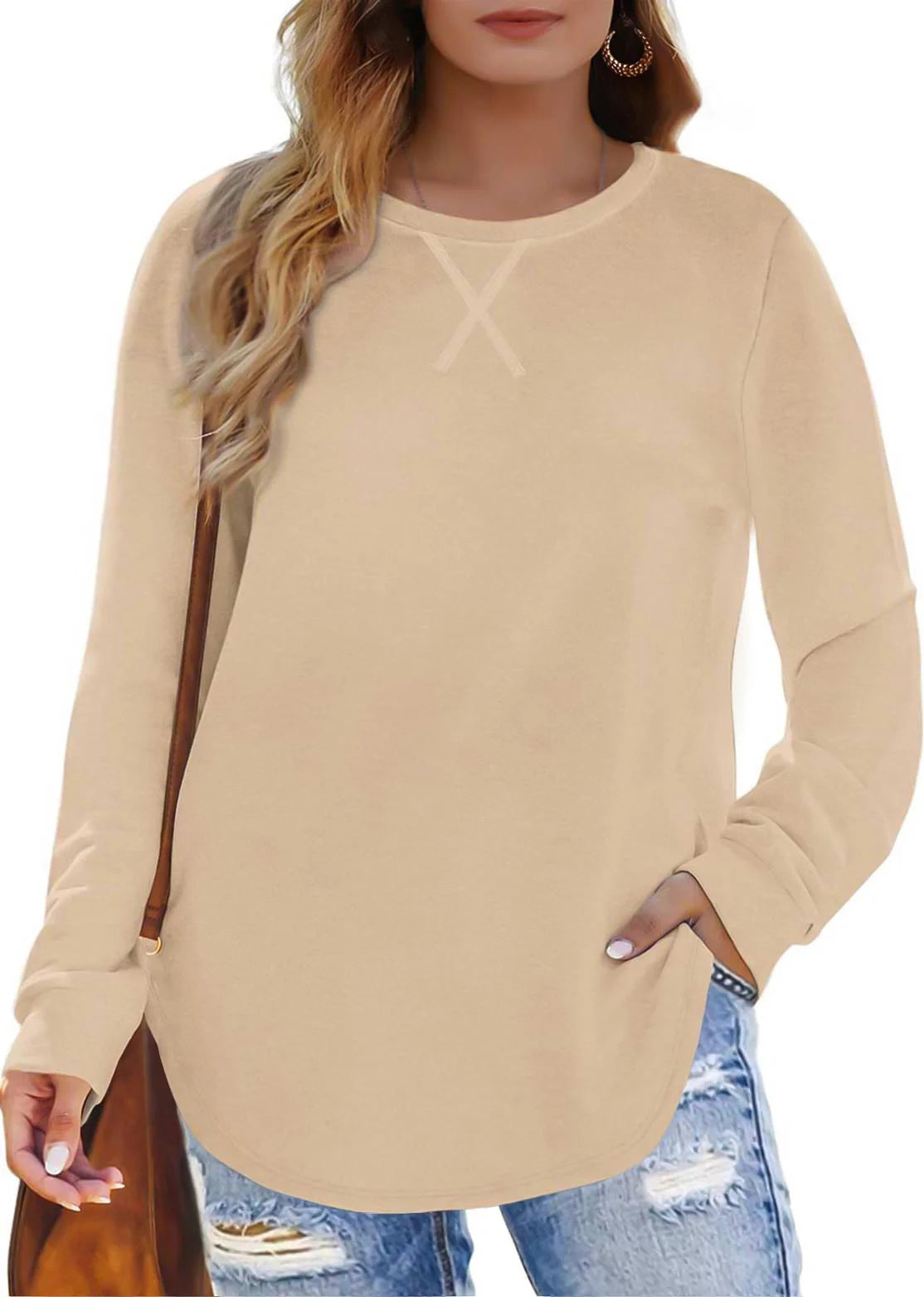 plus Size Sweatshirts for Women Crewneck Casual Tunic Tops Long Sleeve Shirts