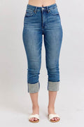 Judy Blue Full Size Skinny Cuff Capris Jeans with Pockets plus Size