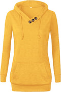 Women'S Sweatshirts Long Sleeve Button V-Neck Pockets Pullover Hoodies