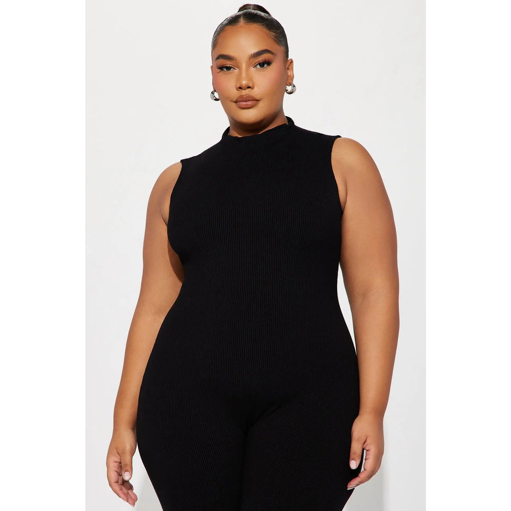 Amber Snatched Flare Jumpsuit - Black
