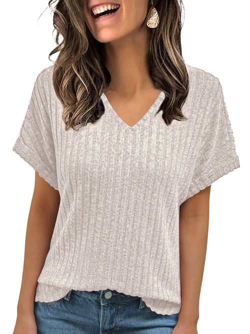 Blouses for Women Casual V Neck Shirts Summer Sweaters Short Sleeve Tunic Tops