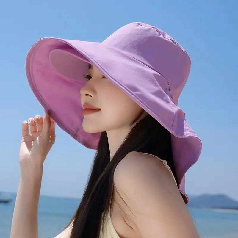 Spring/Summer Wide-Brimmed Sun Hat, Korean Style Fashion Shawl, Outdoor Double-Layer Quick-Drying Waterproof Fisherman Hat