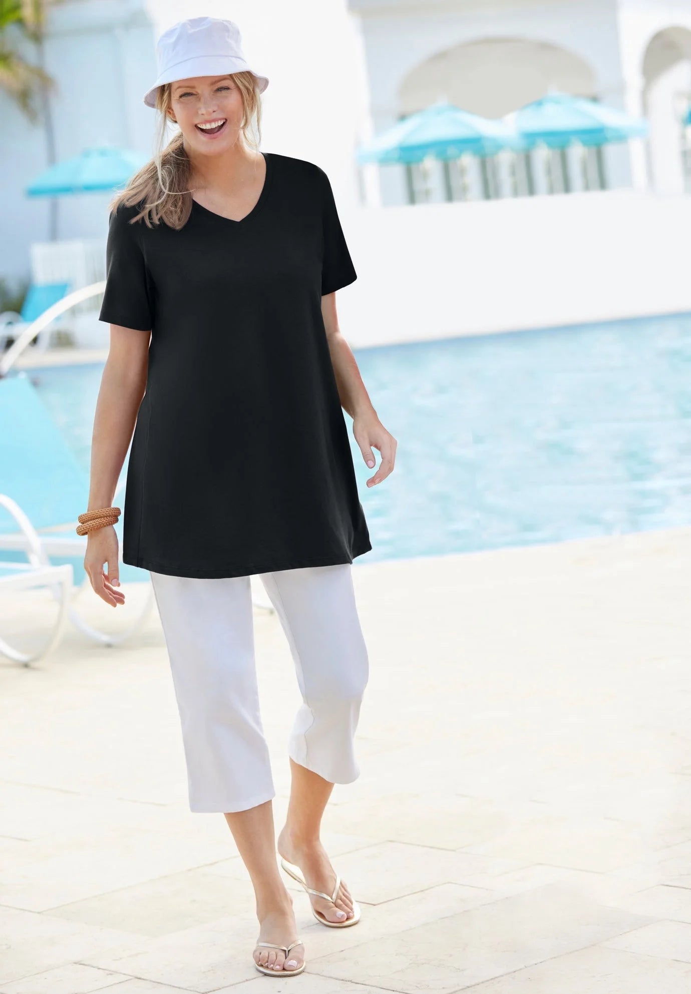 plus Size Perfect Short-Sleeve V-Neck Tunic