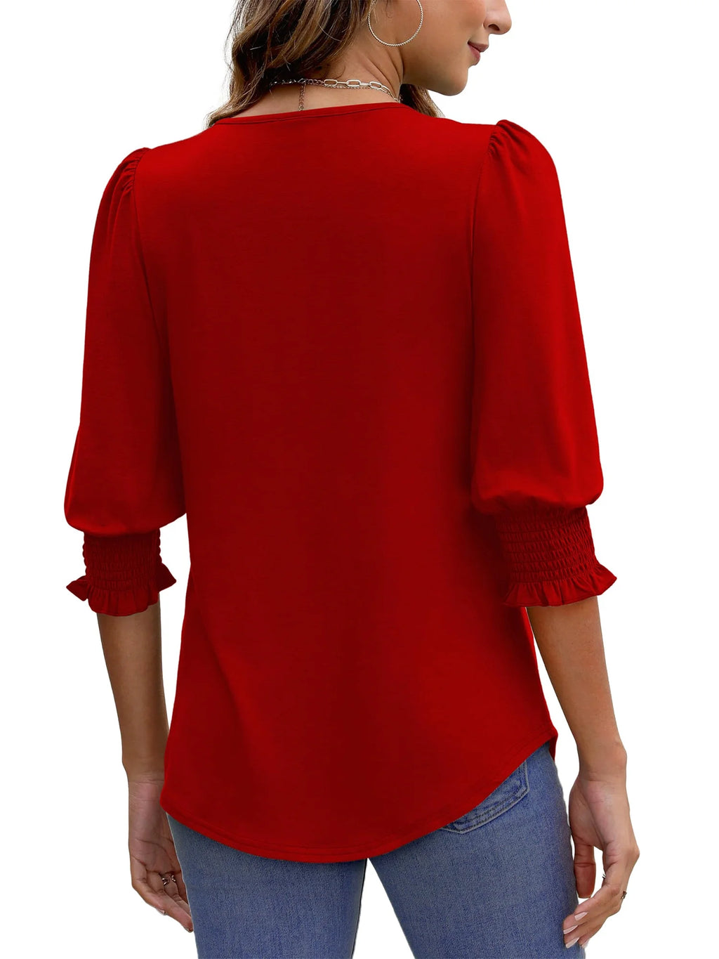 Summer Blouses for Women 3/4 Sleeve Shirts Ladies Casual Crew Neck Womens Tunic Tops