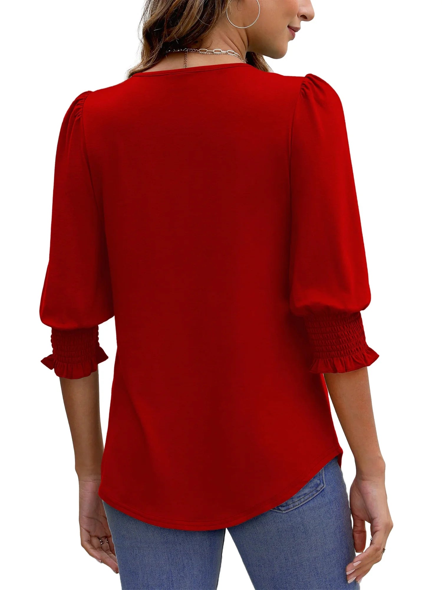 Summer Blouses for Women 3/4 Sleeve Shirts Ladies Casual Crew Neck Womens Tunic Tops
