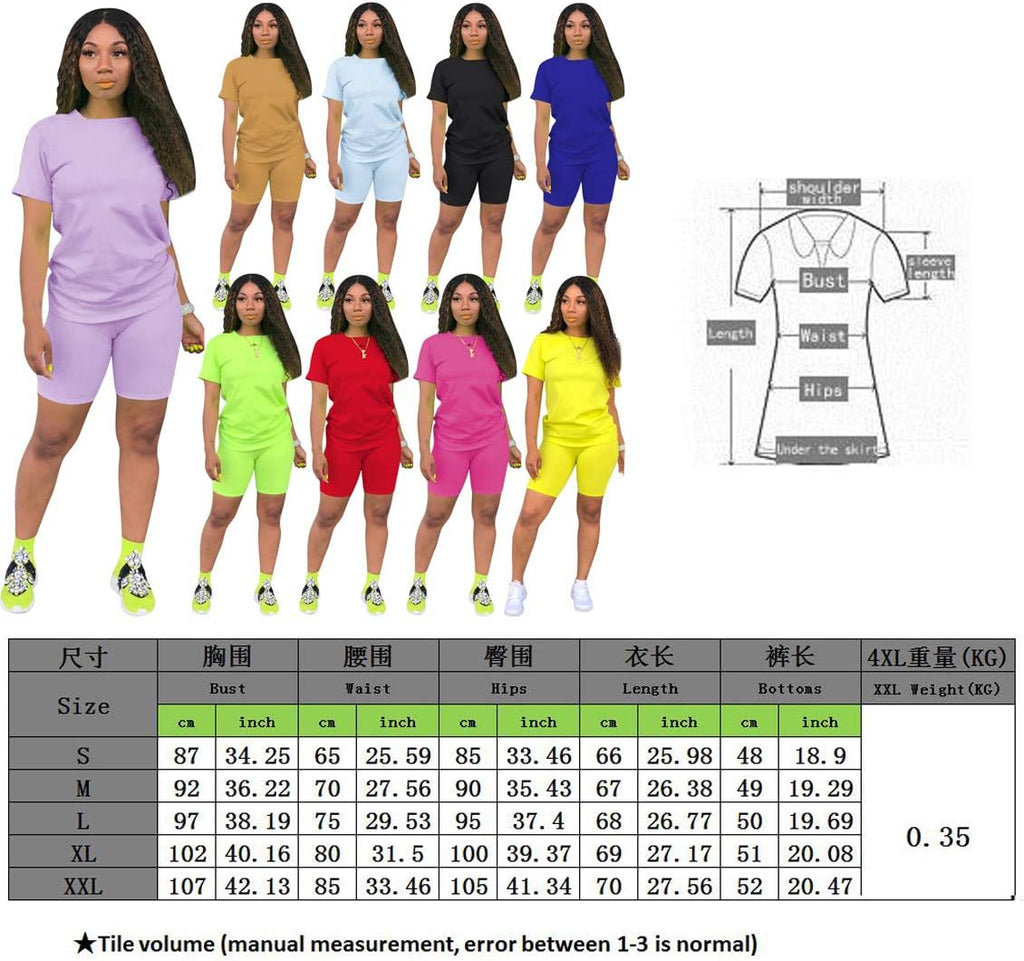Women Two Piece Outfits Sets-Tracksuit Set Short Sleeve T Shirts + Short Pants Bodycon Jumpsuit Set Jogging Suit