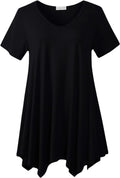 plus Size Tops for Womens Summer Clothes Short Sleeve Shirts Casual V Neck Tunic Asymmetrical Blouses