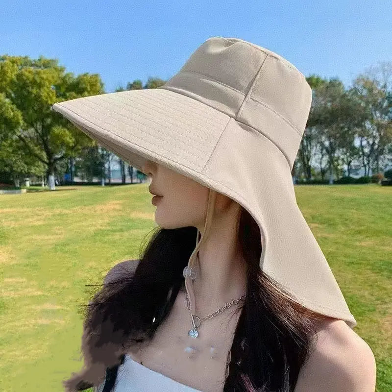 Spring/Summer Wide-Brimmed Sun Hat, Korean Style Fashion Shawl, Outdoor Double-Layer Quick-Drying Waterproof Fisherman Hat
