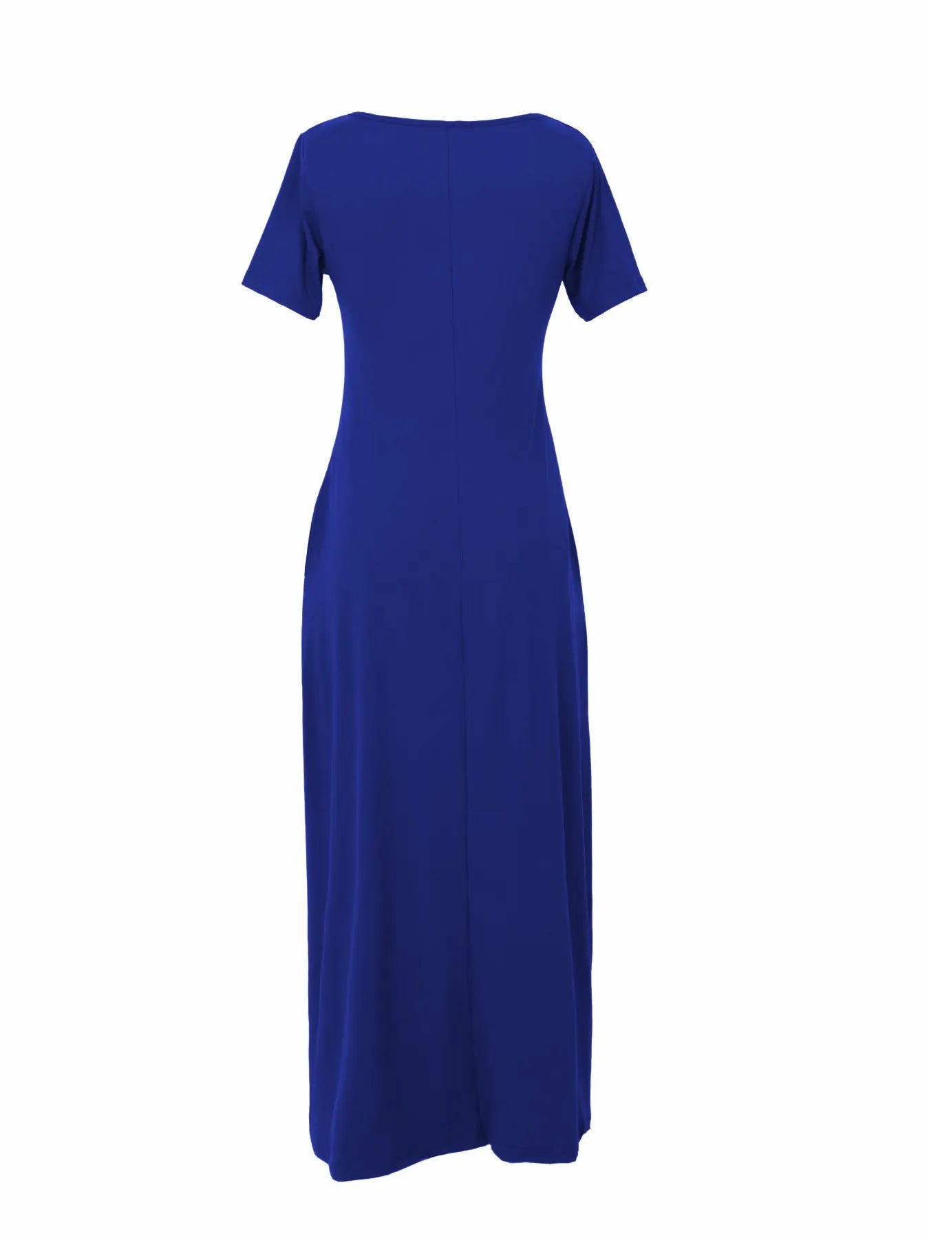 Women'S Long Fitted Coffee Dress, Large round Neck Short Sleeve Pocket Sleepwear, Casual Home Clothing Soft Fabric All Seasons Wear