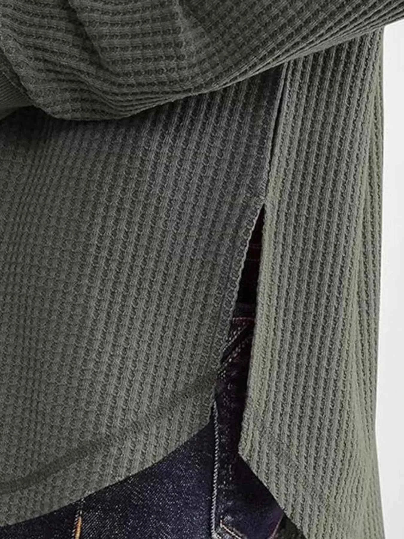 Slit Notched Long Sleeve T-Shirt