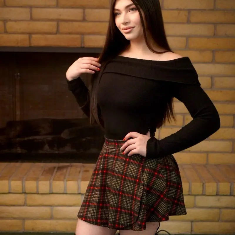 Plaid Skirt with Built-In Shorts - Stylish & Comfortable for Everyday Wear
