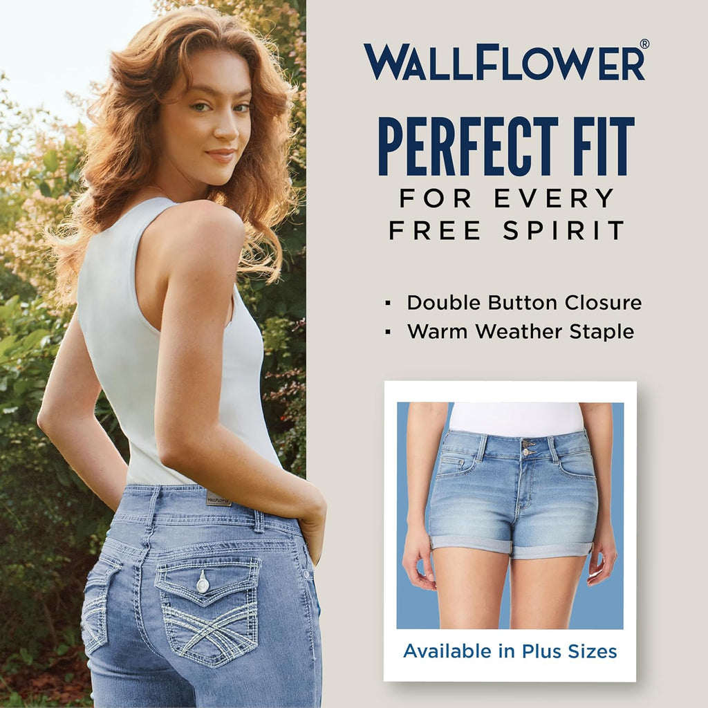 Women'S Ultra Denim Shorts Mid-Rise Insta Soft Juniors (Standard and Plus), Sizes 0-24