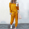 Daily Deals,Two Piece Outfits for Women Fall 2023,Womens Solid Color Sweatsuits Sets 2 Pieces Jogger Sets with Pockets Long Sleeve Jogging Sweat Suit