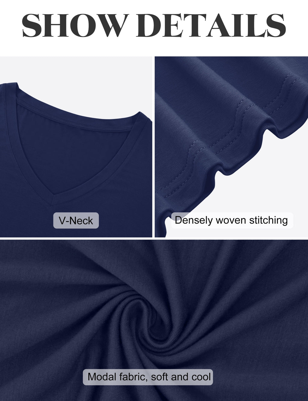 Womens T-Shirts plus Size V Neck Short Sleeve Tops Summer Casual Shirts, Navy 3XL