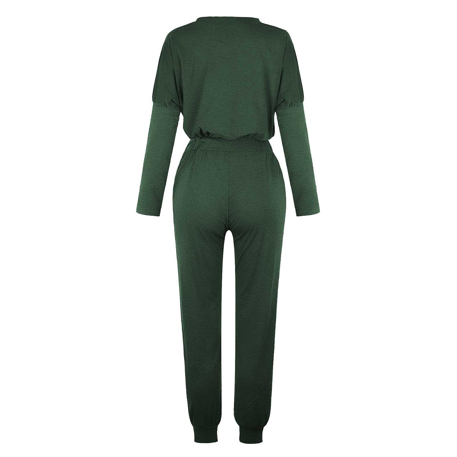 Daily Deals,Two Piece Outfits for Women Fall 2023,Womens Solid Color Sweatsuits Sets 2 Pieces Jogger Sets with Pockets Long Sleeve Jogging Sweat Suit