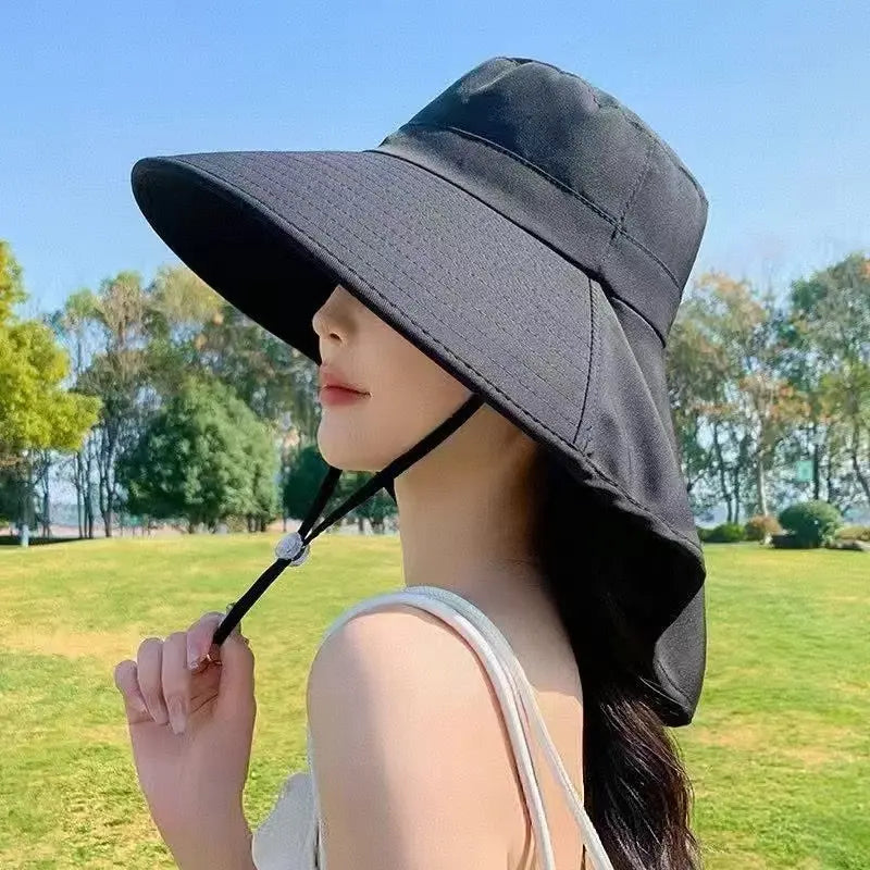 Spring/Summer Wide-Brimmed Sun Hat, Korean Style Fashion Shawl, Outdoor Double-Layer Quick-Drying Waterproof Fisherman Hat