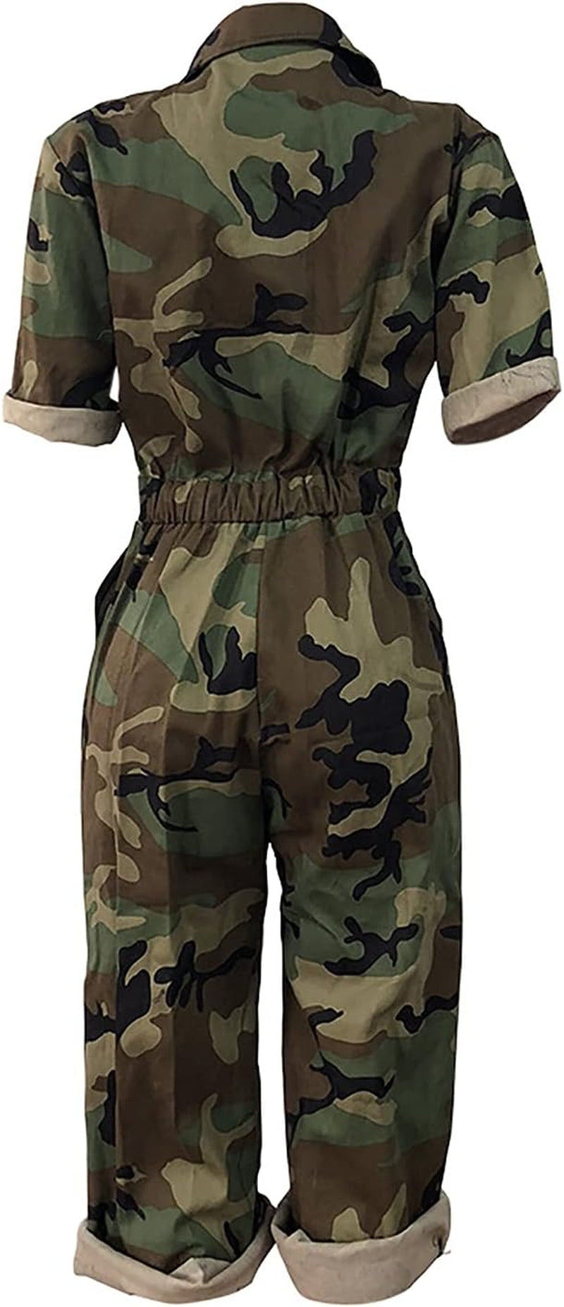 Women'S Casual Camo Jumpsuits, Camouflage Short Sleeve One-Piece Rompers with Pocket