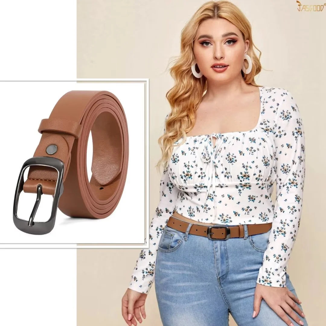 Leather Belts for Women plus Size Brown Belt for Jeans Pants Dresses