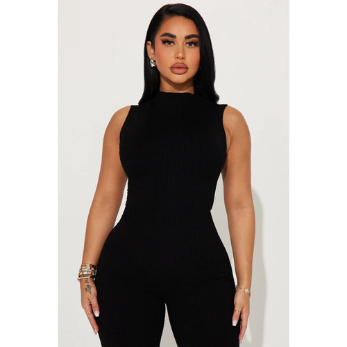 Amber Snatched Flare Jumpsuit - Black