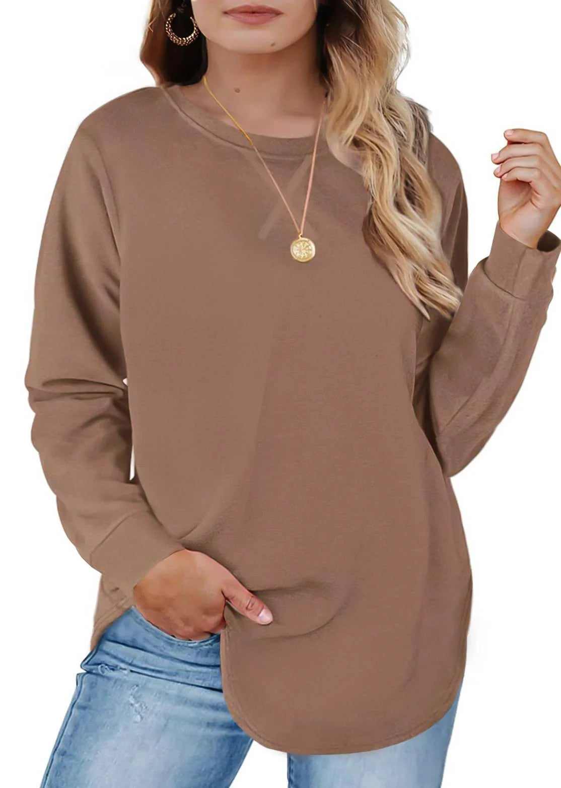 plus Size Sweatshirts for Women Crewneck Casual Tunic Tops Long Sleeve Shirts