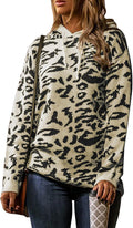 Women'S Fall Sweater Leopard Print Long Sleeve Hoodies Sweatshirts Fashion Womens Ladies Clothing Knit Pullover Striped Tops Winter Autumn,Us 8-10(M),Khaki