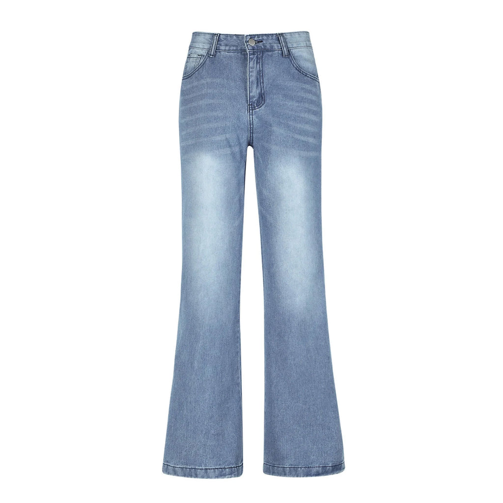Women'S Fashion Jeans High Waisted Wide Leg Jeans Summer Casual Straight Baggy Jeans Color Block Patch Denim Trousers Dark Blue,L