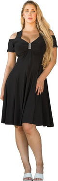 the Little Black Midi Cocktail plus Size Dress for Women with an Empire Waist XL 1X 2X 3X