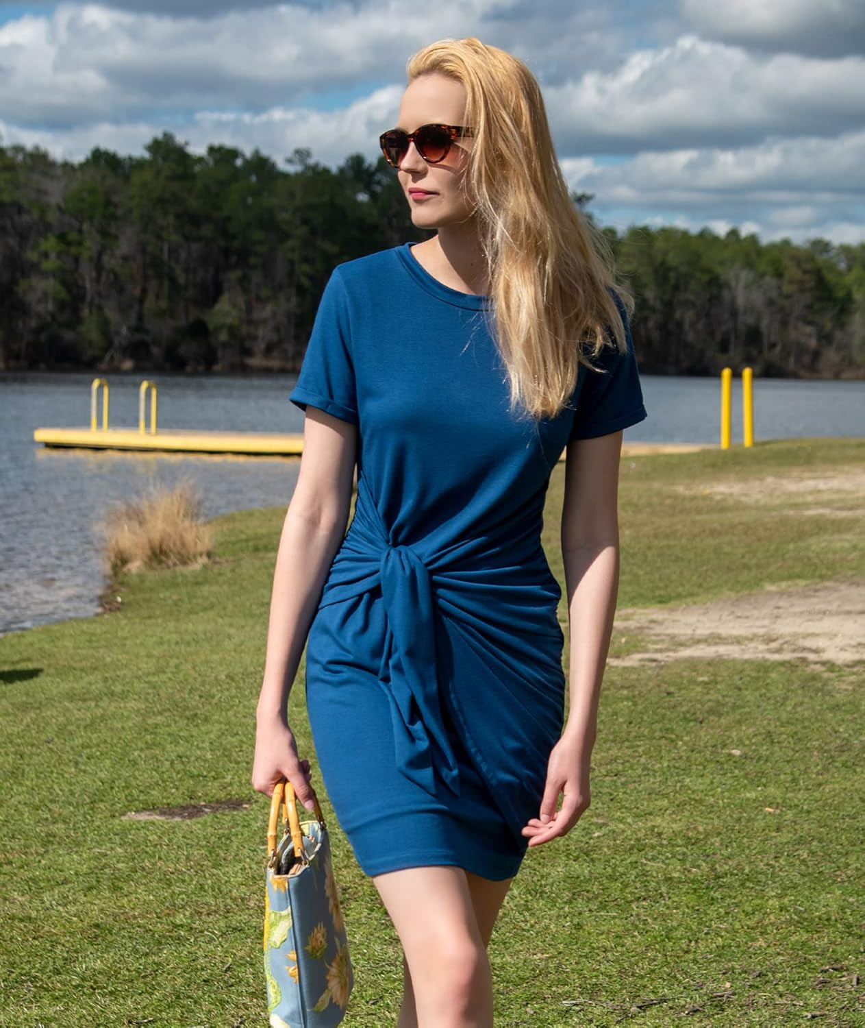 Women 2026 Spring Casual Short Sleeve Ruched Bodycon Tank T Shirt Dress Tie Waist Sun Beach Summer Mini Dresses