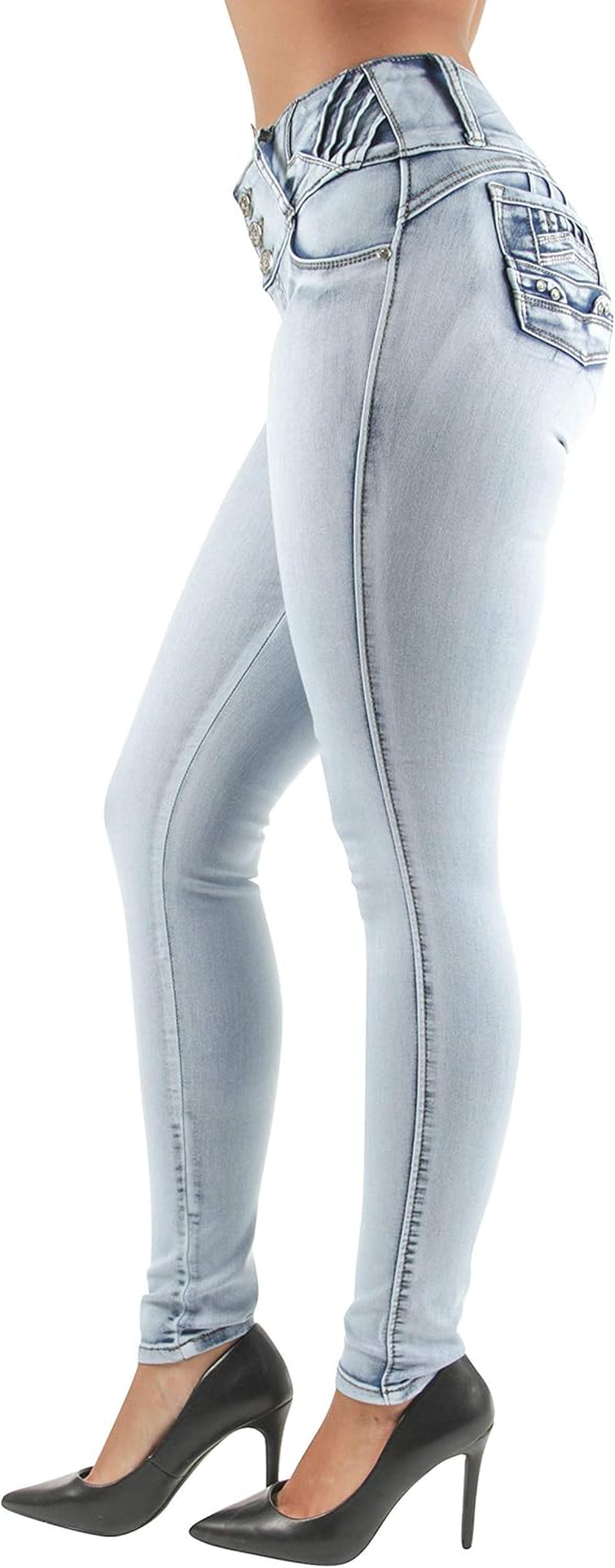 Women'S Juniors/Plus Colombian Design Butt Lift Push up Mid Waist Skinny Jeans