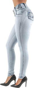 Women'S Juniors/Plus Colombian Design Butt Lift Push up Mid Waist Skinny Jeans